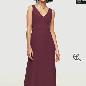 David's Bridal Wine V-Neck Chiffon Tank Dress